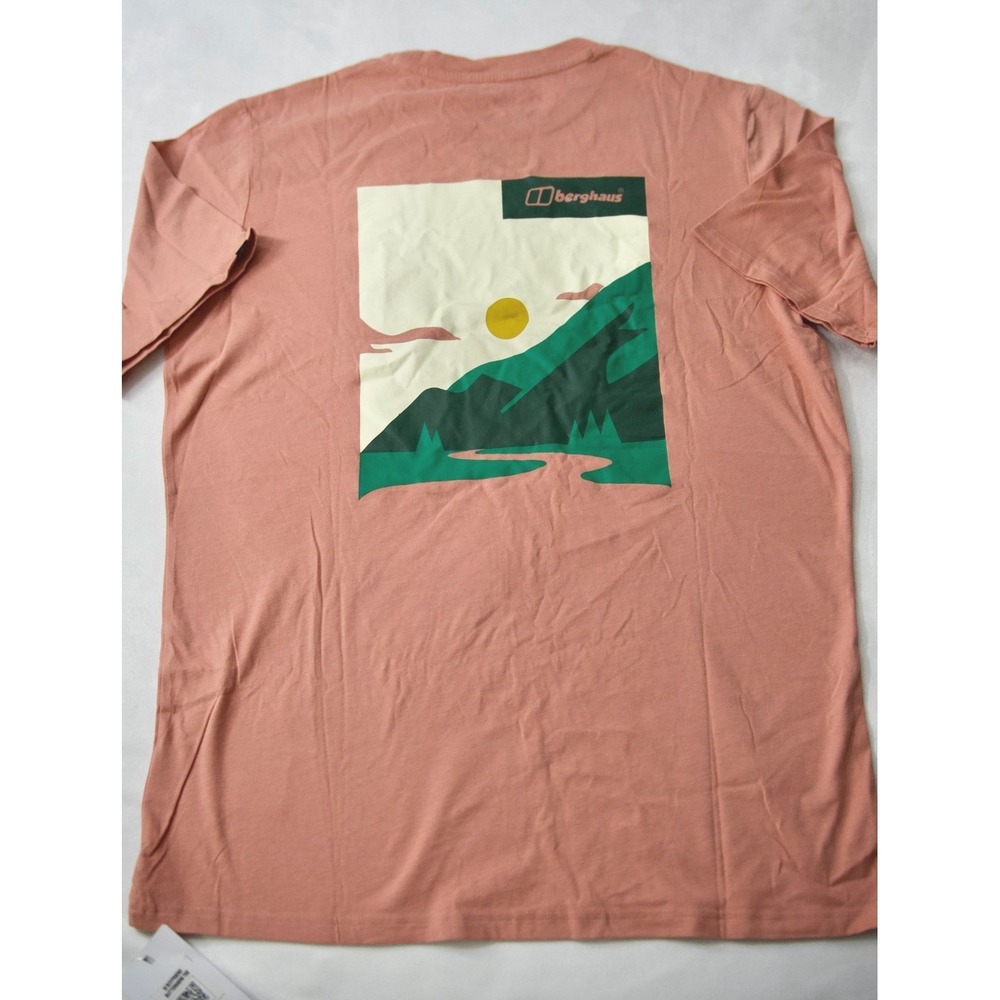 Berghaus NEW t-shirt Graphic Logo pink Short Sleeve Organic Ct  sz lg FREE‎ SHIP